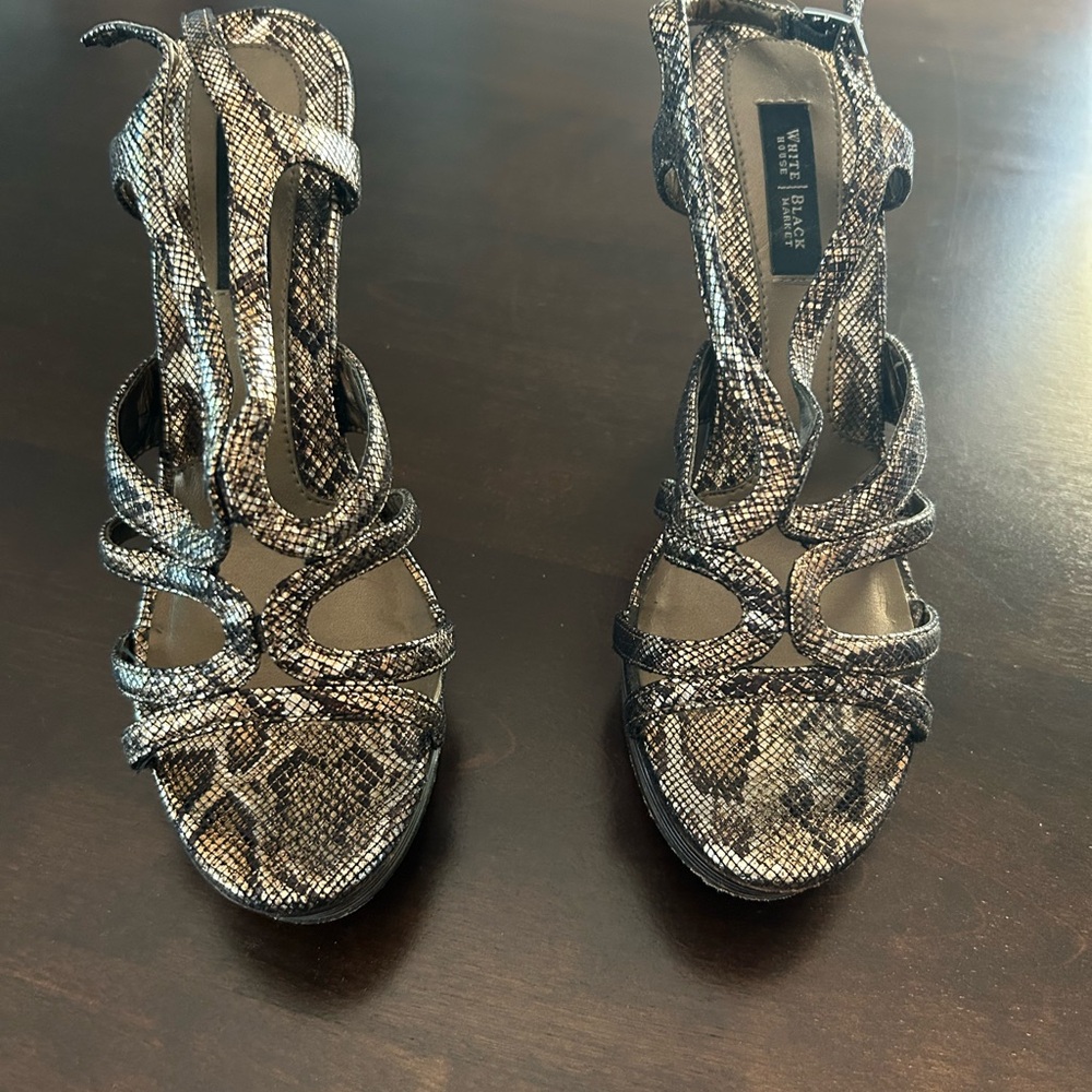 White House Black Market Snakeskin Heels